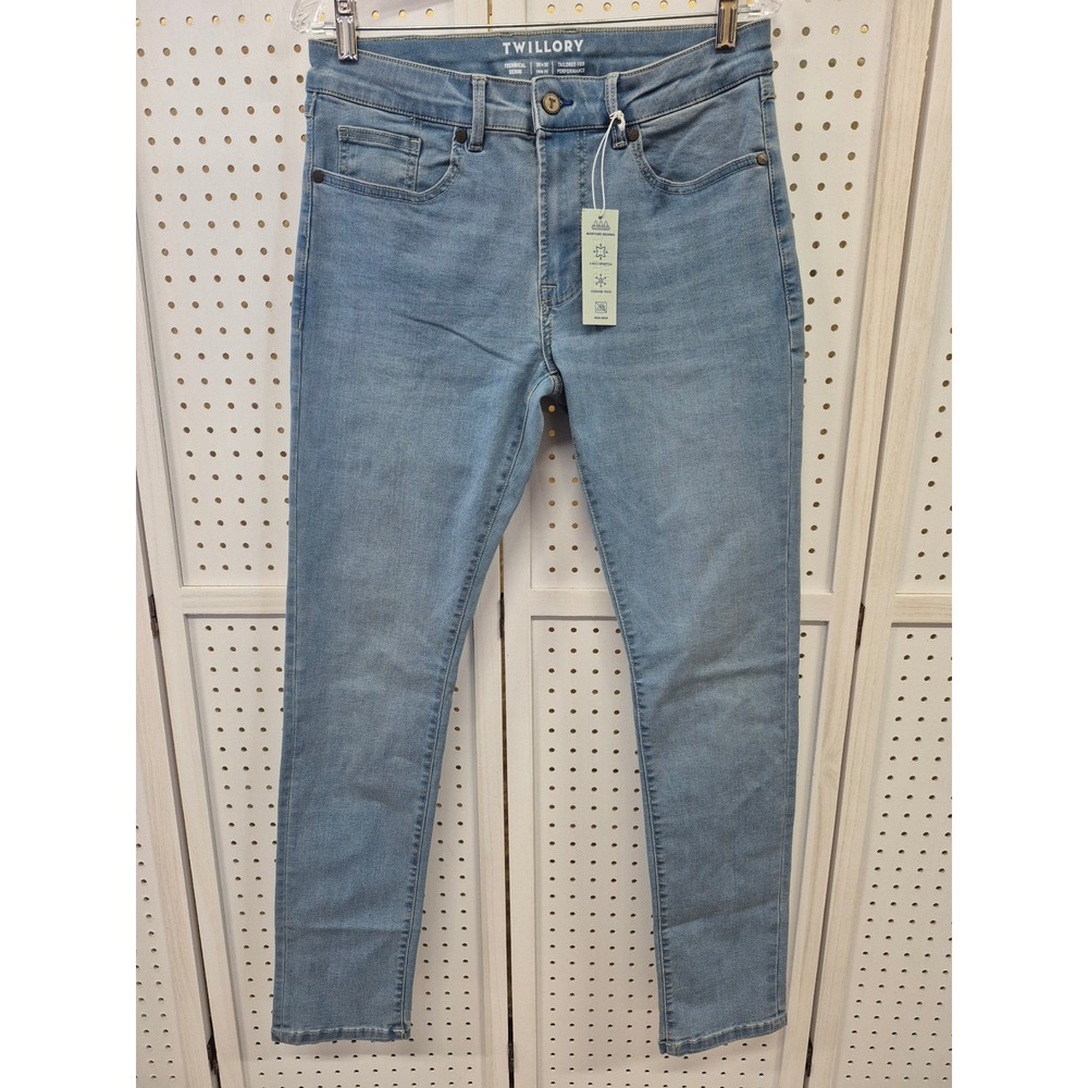Twillory Performance Technical Denim Mens 30x32 Trim Fit Light Wash Blue Jeans